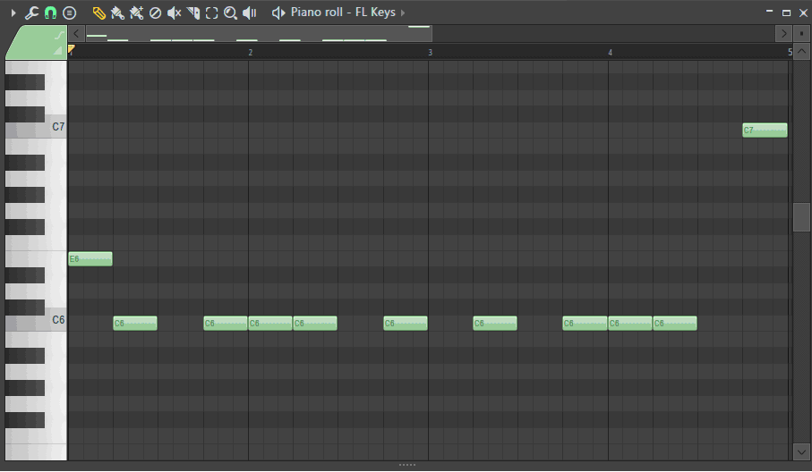 ピアノロールに最初の音と最後の音を追加した画面