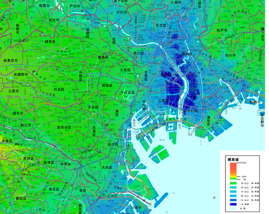 東京２３区の海抜ゼロメートル