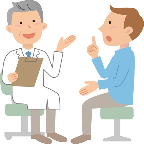 病院で診察を受ける人のイラスト
