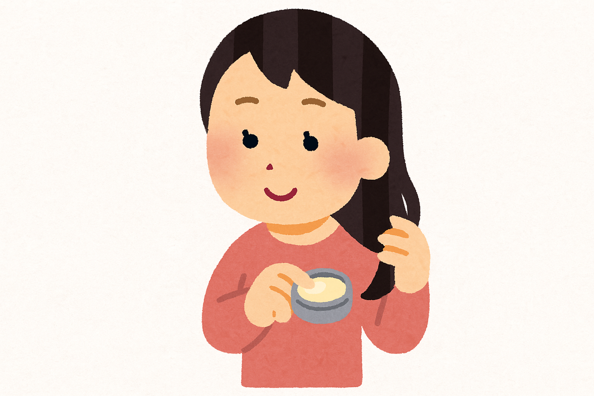 髪の毛に練り香水をつけている女性のイラスト