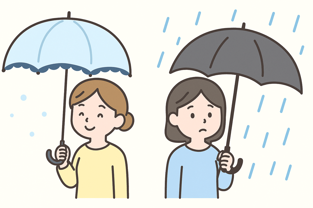 日傘と雨傘の目的の違いを一言で解説のイラスト