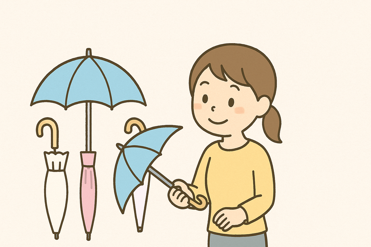 絶対に後悔しない日傘の選び方ガイドのイラスト