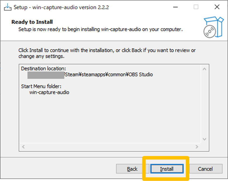 Installをクリック