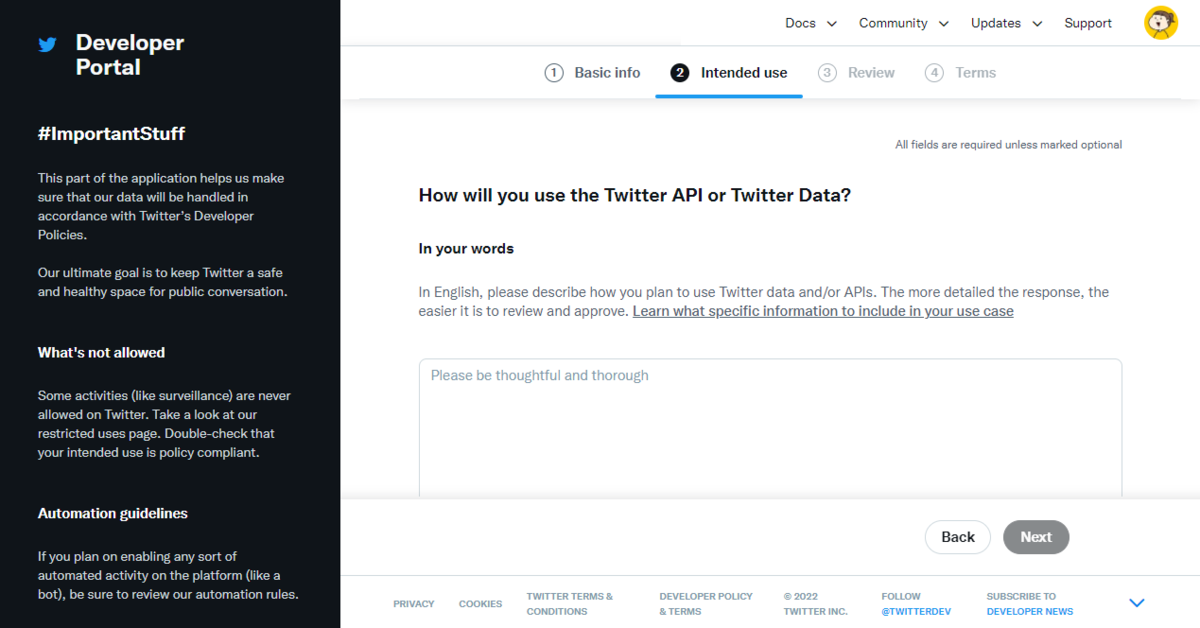【Twitter API】Elevatedアクセス申請を出す(例文あり) ネリコは興味津々
