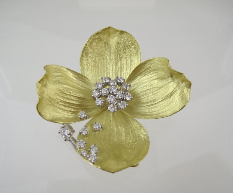 超美品 三木稔ジュエリー K18YG イヤリング NAZUNA 花ジュエリー