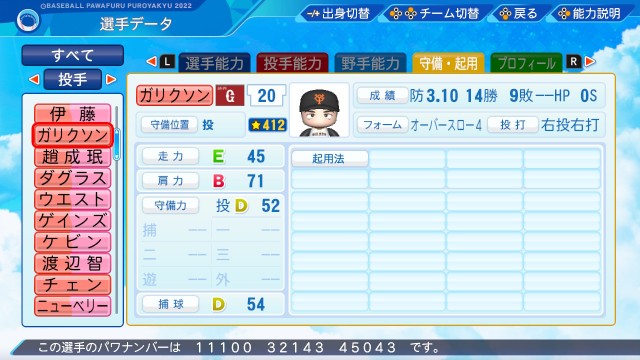ビル・ガリクソン【パワプロ2022】 - パワプロのやつ