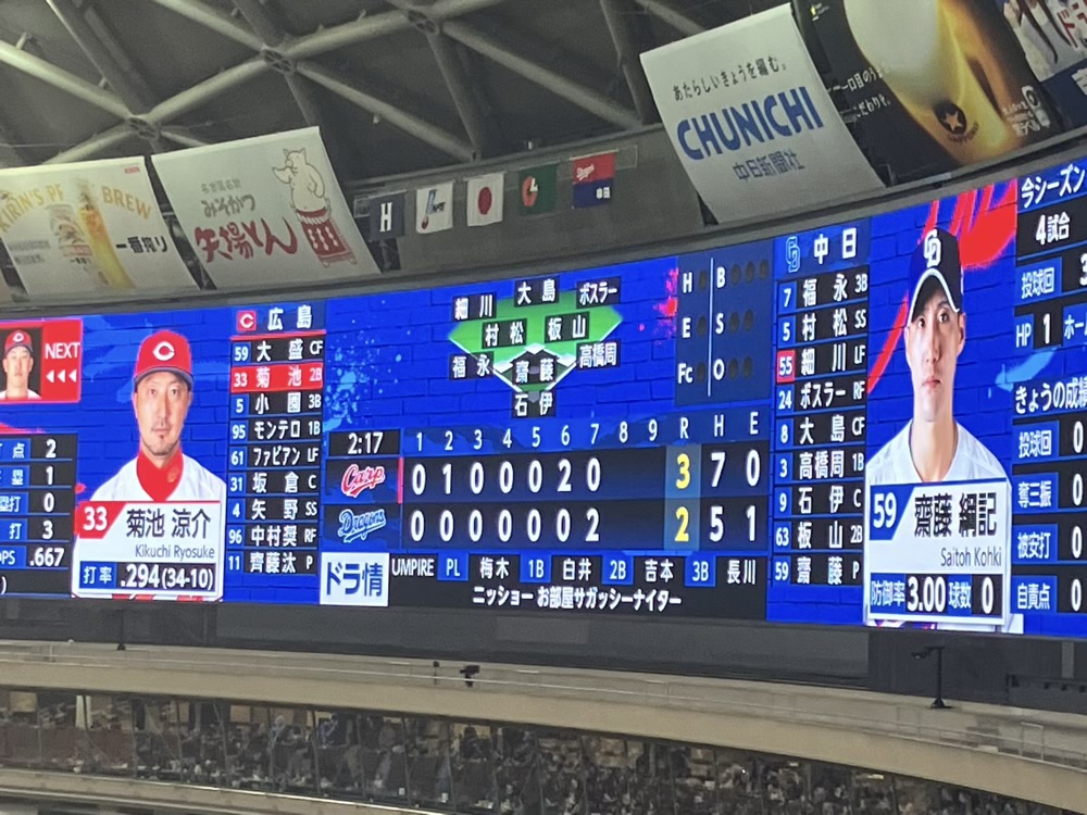 2026年4月15日 中日ドラゴンズ vs 広島カープ（於 バンテリンドーム