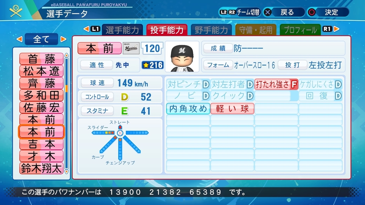 パワプロ 再現 本前 郁也 ロッテ 育成選手 碁聖飢魔ii一生お鼻ヒゲ魔神 パワプロ 再現 本前 郁也 ロッテ 育成選手 碁聖飢魔ii一生お鼻ヒゲ魔神