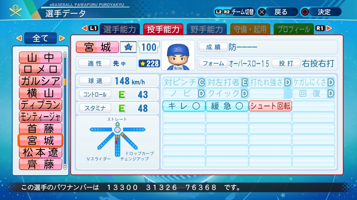 パワプロ 再現 宮城 滝太 横浜dena 育成選手 碁聖飢魔ii一生お鼻ヒゲ魔神