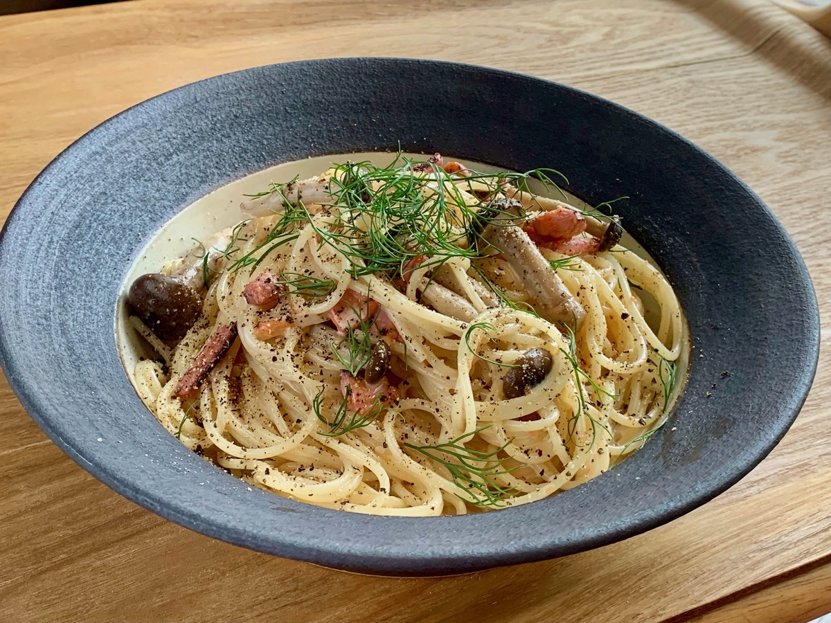 イカの塩辛の生クリームパスタ