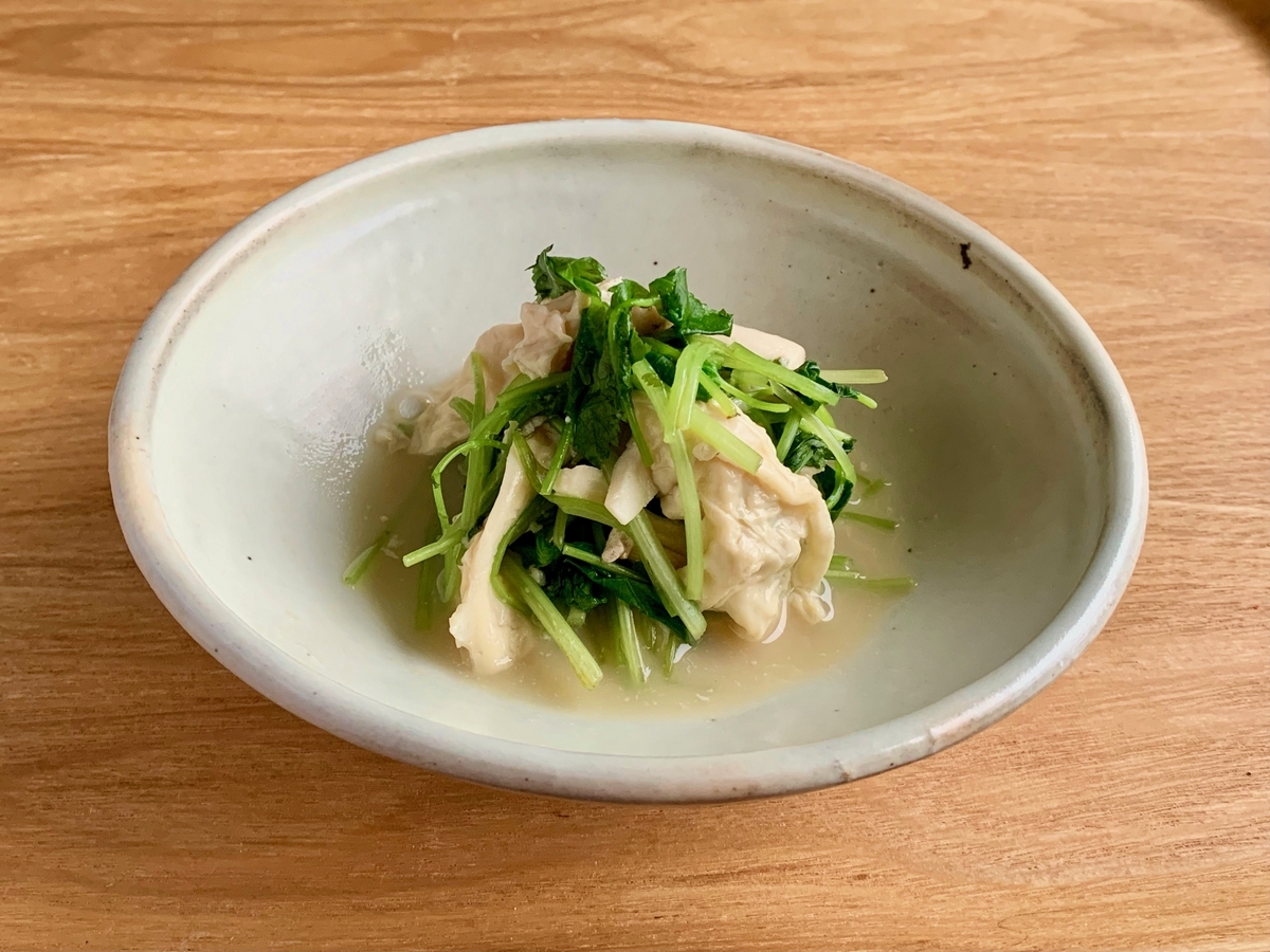 三つ葉と湯葉の煮浸し