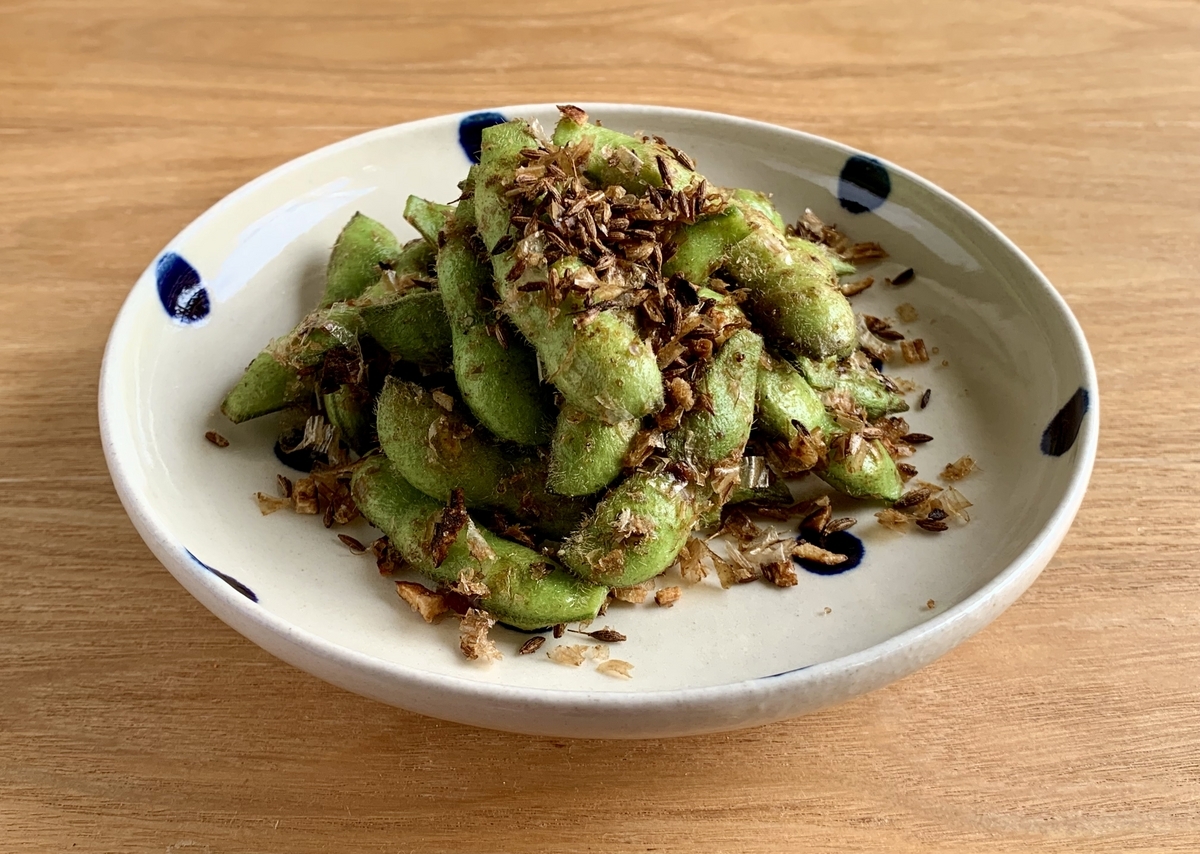 枝豆とクミンの炒め物