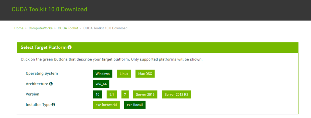 CUDAインストールサイト