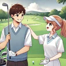 女子プロゴルファーのレッスン