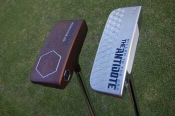 BETTINARDI QB8 CENTER パターと BETTINARDI ANTIDOTE SB1 パターの打ち比べ 写真 正面デザイン比較 高精度ミルドフェースが特徴のベティナルディパター