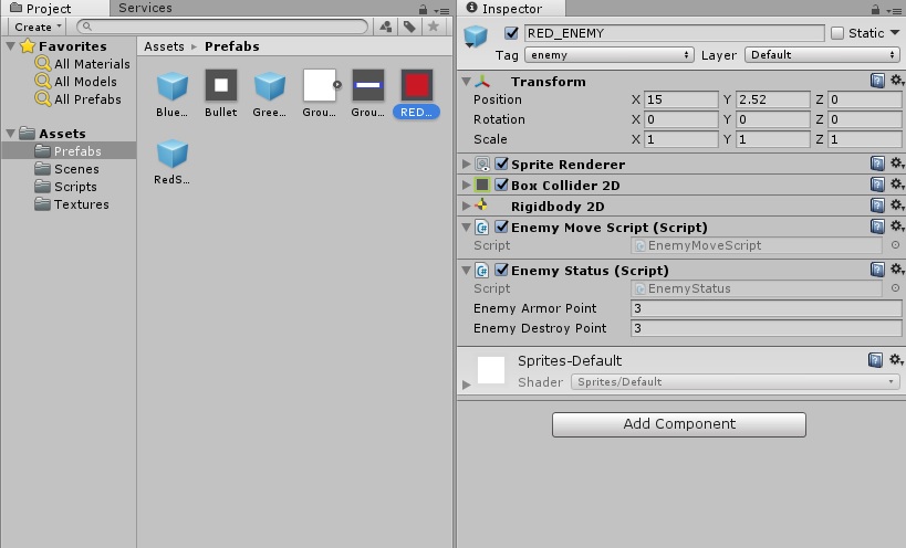 Image changing durability and destroy points installed in the prefab in the Inspector