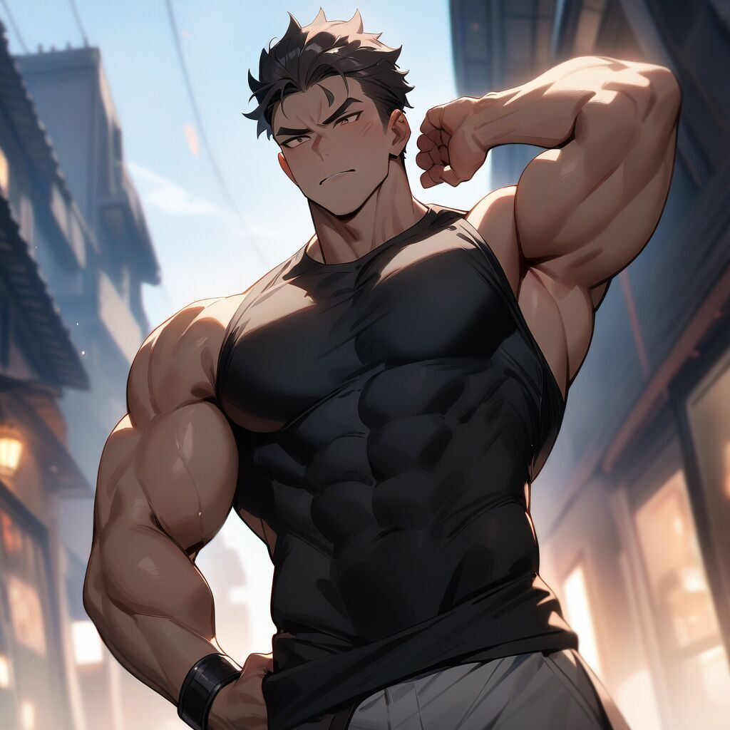 1man, muscular male (マッチョな男) by Animagine XL 3.1 - AI生成画像カタログ