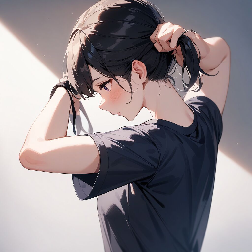 tying hair (髪を結う) by Animagine XL V3.1 - AI生成画像カタログ