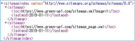 サイトマップインデックスの内容