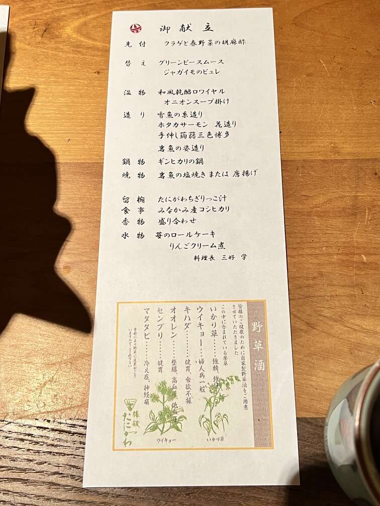夕食メニュー1
