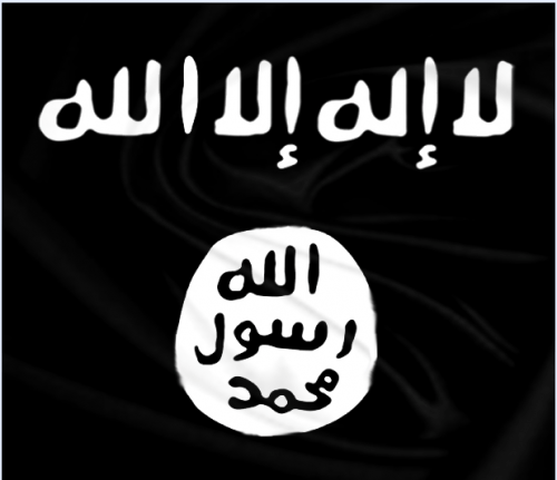 イスラム信仰告白旗  黒旗【アル・ラーヤー】  70cm x 107cm あす楽対応】 イスラム信仰告白旗 107cm x 70cm 黒旗【アル