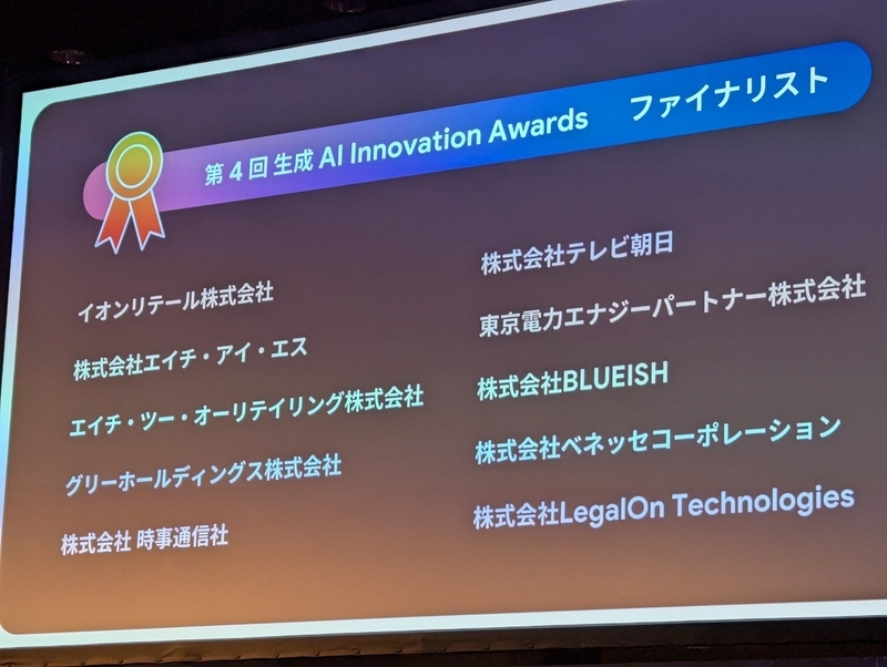 第4回 生成 AI Innovation Awards ファイナリスト一覧