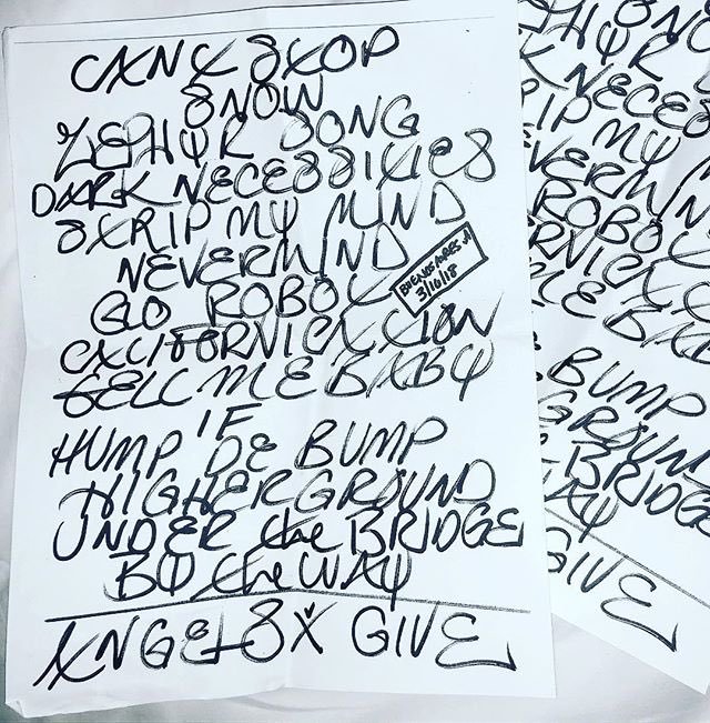 レッチリの手書きセットリスト