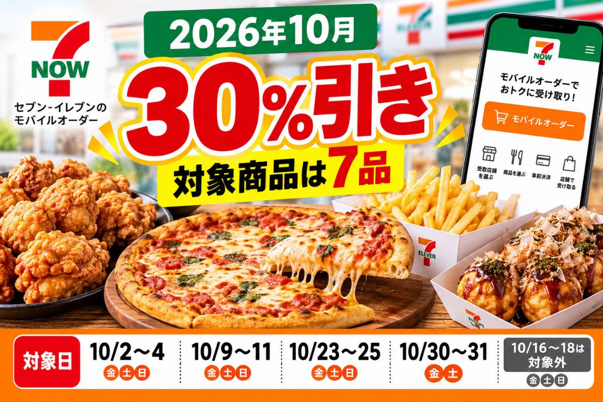 2026年10月】7NOWの30％引き対象商品は7品！期間・対象日・割引価格