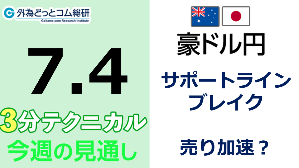 FX/為替予想 「豪ドル/円、サポートライン ブレイク、売り加速？」見通しズバリ！3分テクニカル分析 今週の見通し 2022年7月4日 -  外為どっとコム マネ育チャンネル