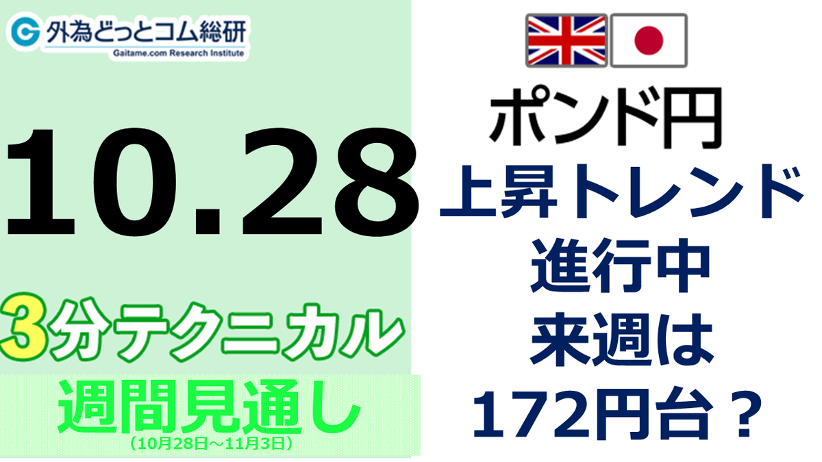 FX/為替予想 「ポンド/円、上昇トレンド 進行中 来週は 172円台？」見通しズバリ！3分テクニカル分析 週間見通し 2022年10月28日 -  外為どっとコム マネ育チャンネル