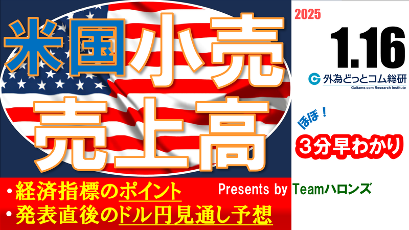 ドル/円見通しズバリ予想、3分早わかり「米国12月小売売上高