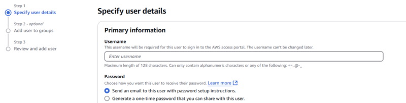 AWSコンソールからのUser作成