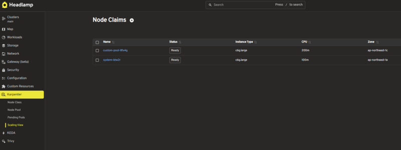 Node Claimの詳細が確認できる