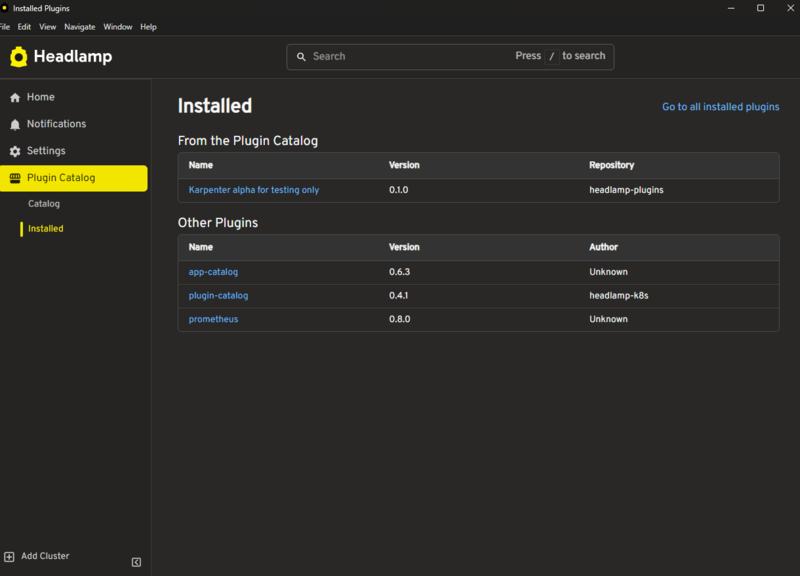 インストール済みプラグインの確認