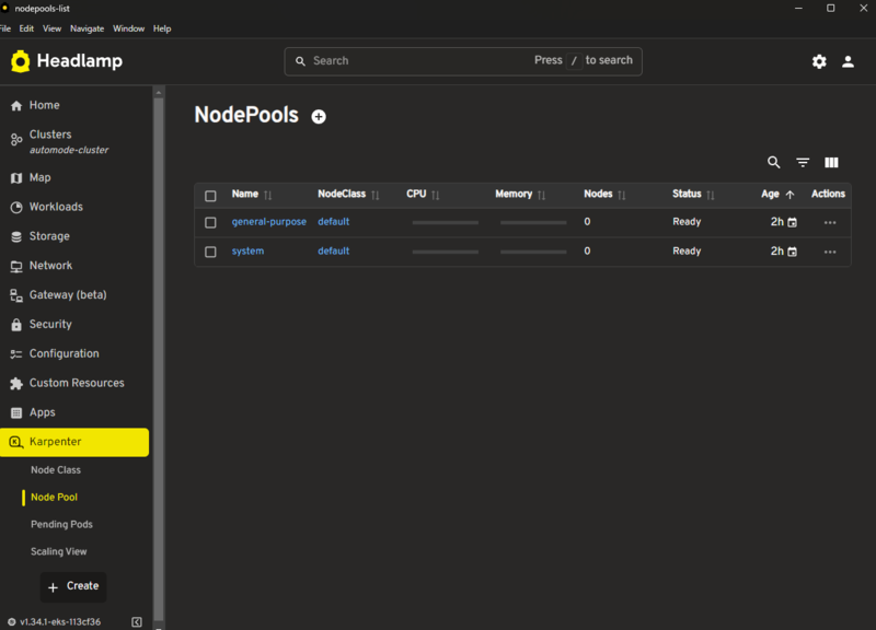 Karpenterプラグインの表示例