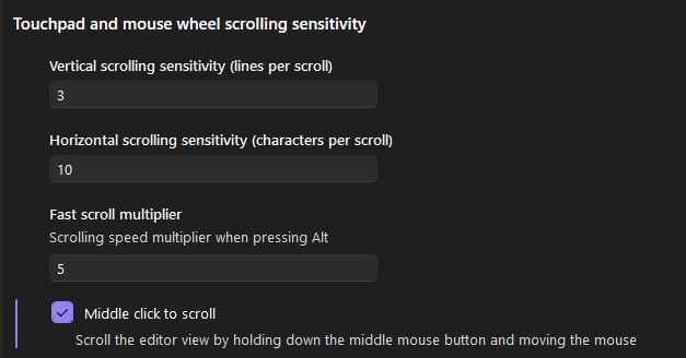 Middle click to scroll