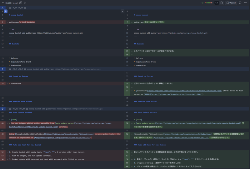 PRのファイル差分