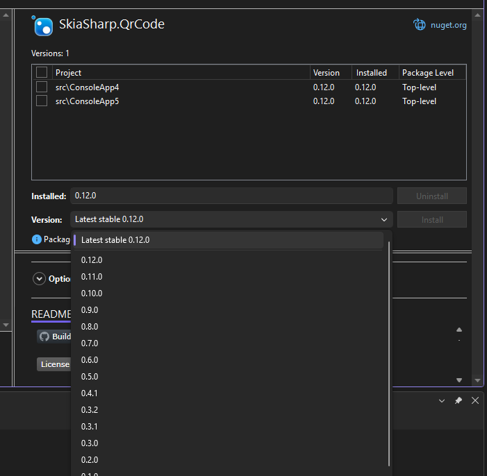 Visual StudioのManage NuGet Packageでもバージョンを指定する