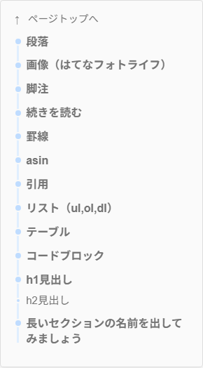 フローティング目次コンテンツのスクリーンショット