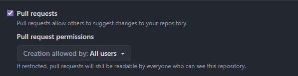 Pull request permissionsのデフォルトはAll users