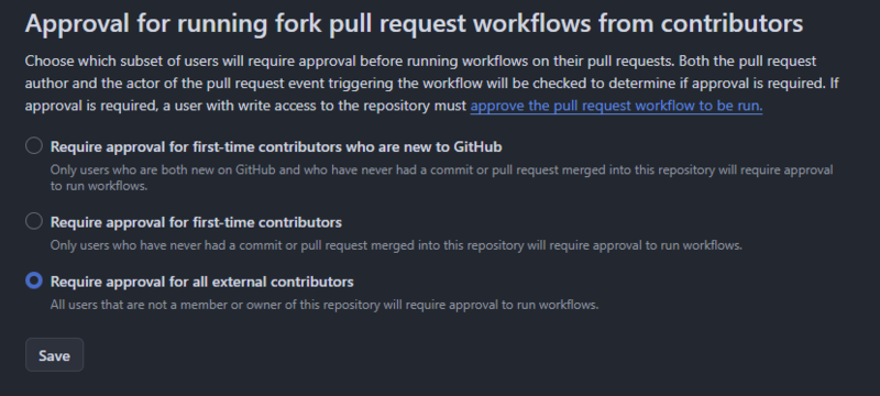 Approval for running fork pull request