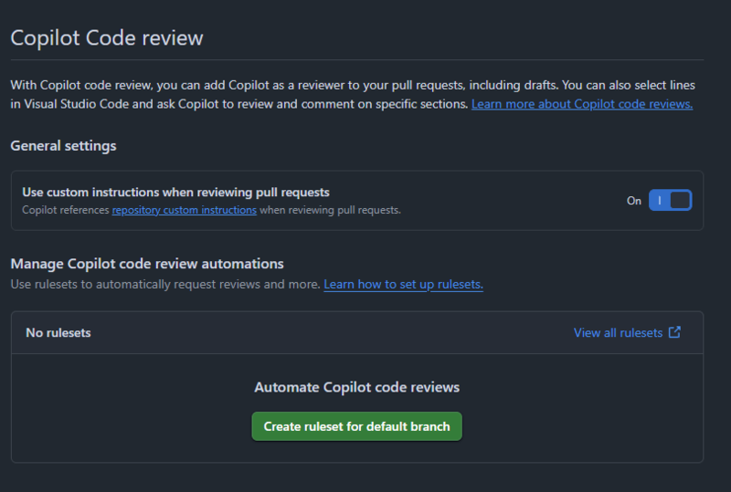 Manage copilot code review automations