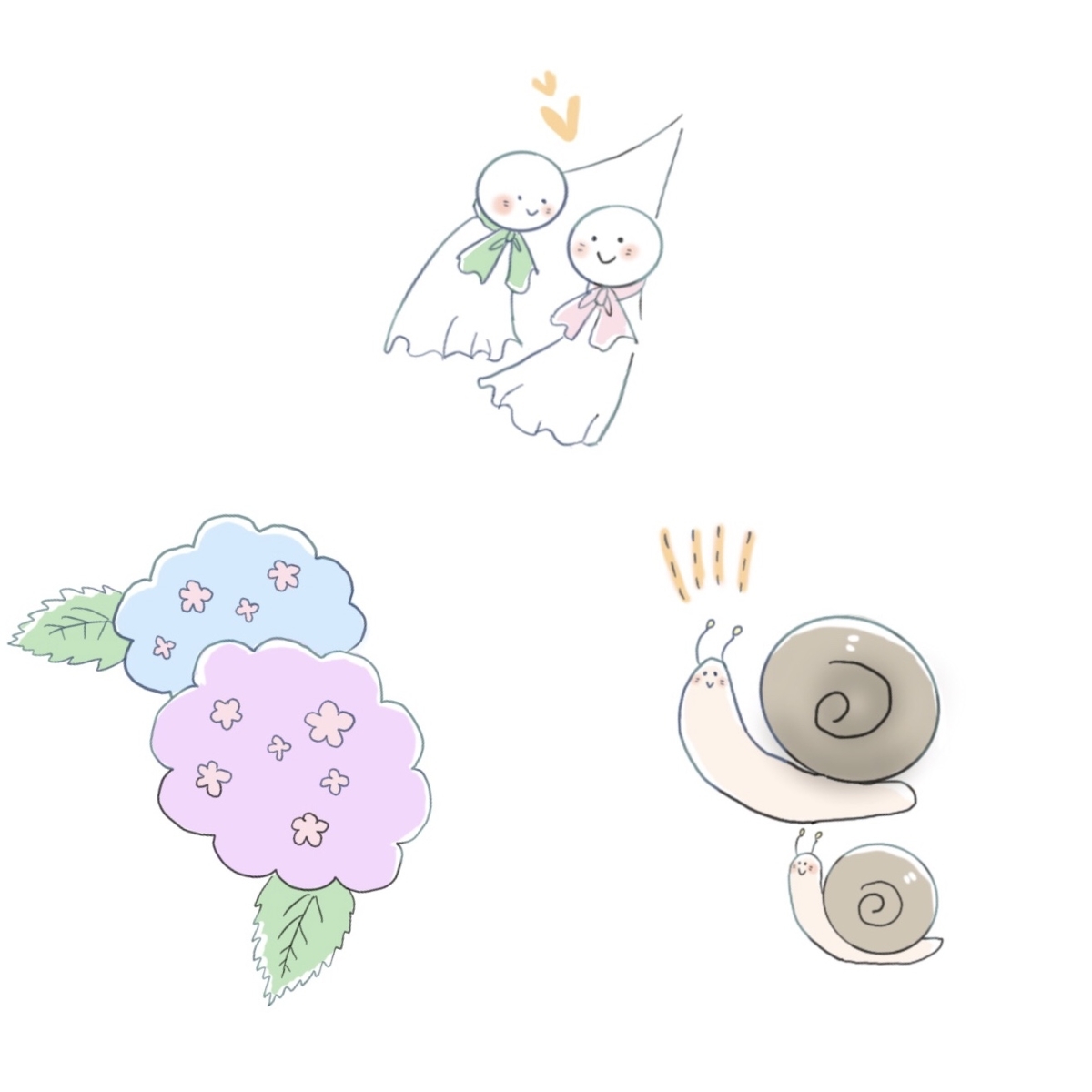 フリーイラスト 6月のイラスト描いてみた ぐみは色々書きたい