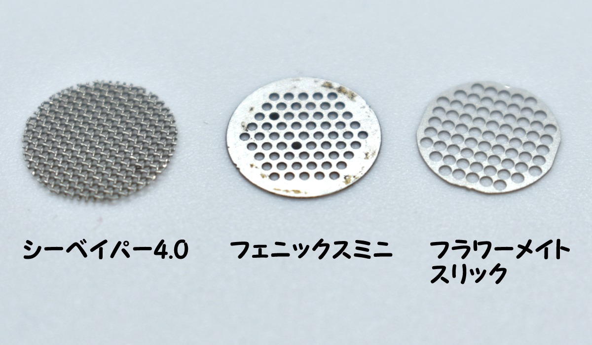 シーベイパー4.0メッシュスクリーン（金属製メッシュフィルター）比較