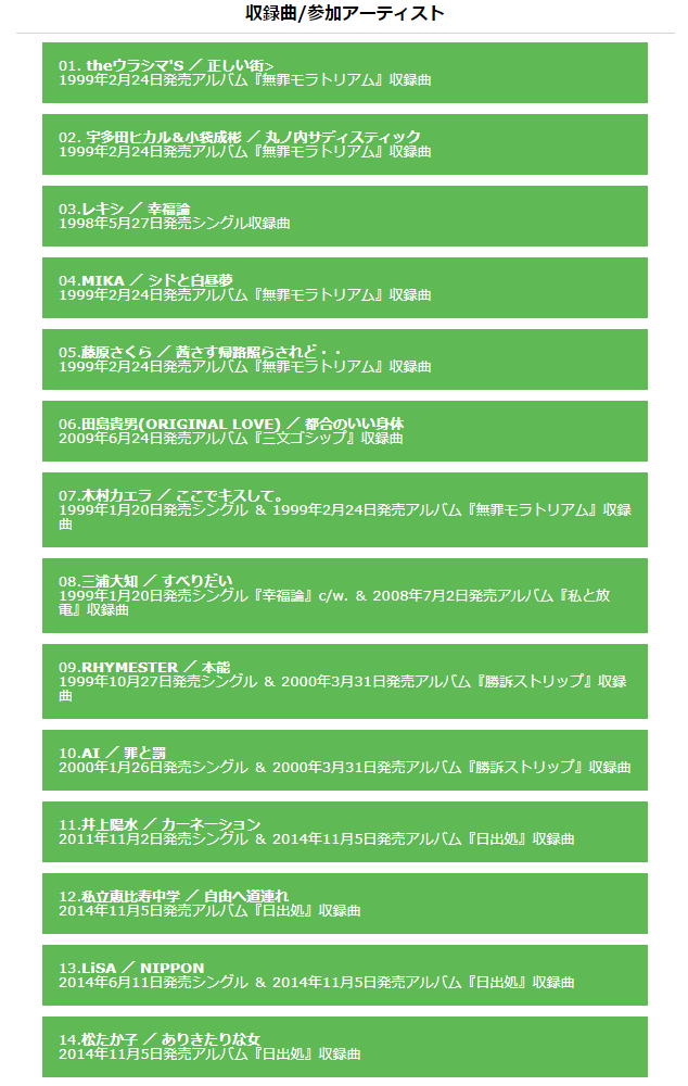 アーティスト一覧