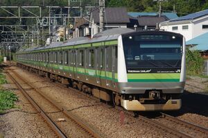 相原駅付近の直線区間を走行するE233系6000番台(H010編成)