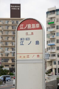 江ノ島海岸バスポールの上部拡大写真