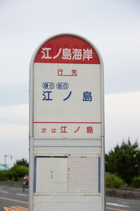 江ノ島海岸バスポールの上部拡大写真