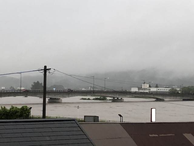 水位の上がった川