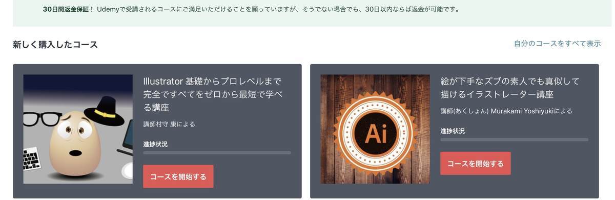 udemyのイラレコース